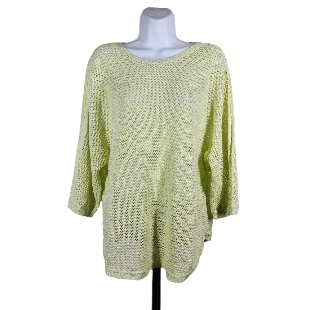 J.JILL OPEN WEAVE LONG SLEEVE TOP